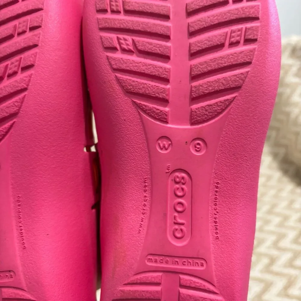 CROCS Womens Springi Bungee Pink Orange Slingback Ballet Flats - Picture 7 of 8